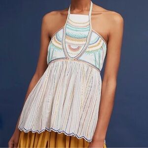 Anthropologie | Floreat | Itzel Embroidered Halter Top Size 8